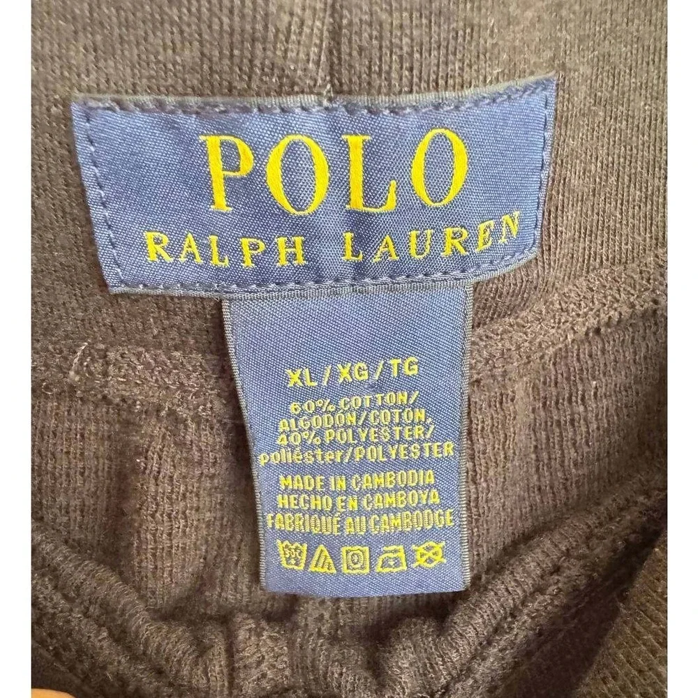 Polo Ralph Lauren Black Waffle Knit Thermal Jogger Pants XL Loungewear Old Money